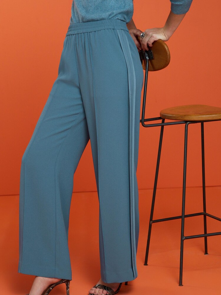 Blue Elasticated High Waist Wide Leg Trousers - Image 2 of 6
