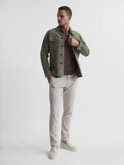 Reiss Mouse Melange Milburn Merino Wool Open Collar Polo Shirt - Image 3 of 6