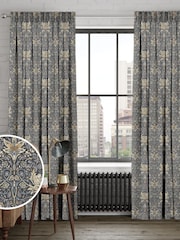 Indigo Blue Langley Made To Measure 100% Cotton Curtains - Image 1 of 9