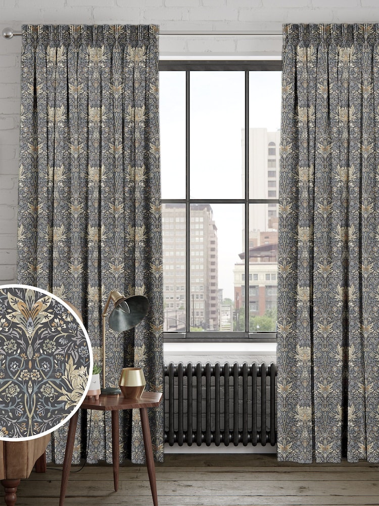 Indigo Blue Langley Made To Measure 100% Cotton Curtains - Image 1 of 9