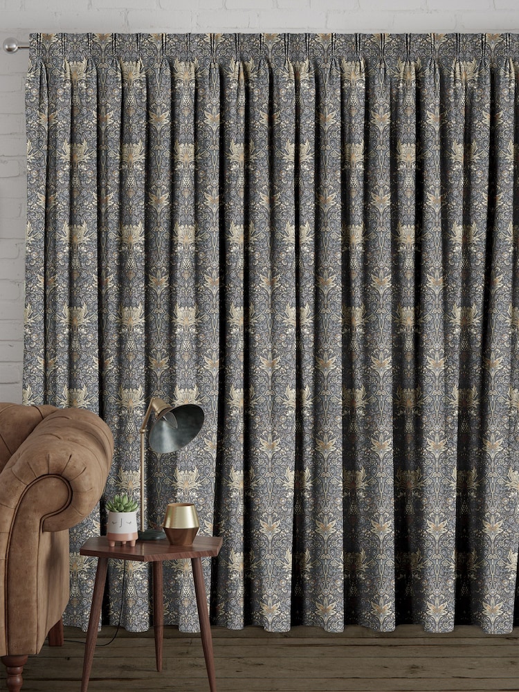 Indigo Blue Langley Made To Measure 100% Cotton Curtains - Image 2 of 9