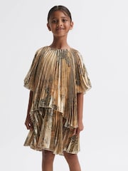 Vestido plisado metalizado a capas Rhea de Reiss - Imagen 4 de 6