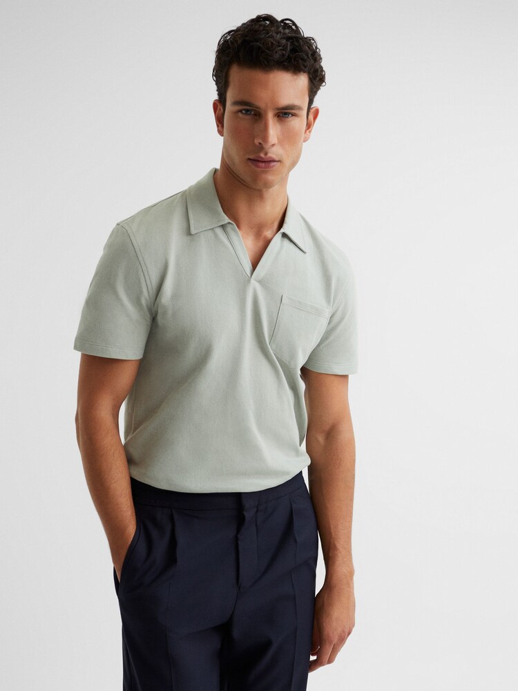 Reiss Rosemary Owen Airtech Open Collar Polo T-Shirt - Image 1 of 6
