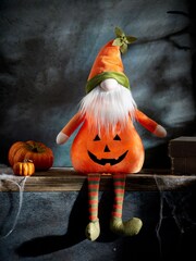 Orange Halloween Pumpkin Light Up Gonk - Image 1 of 4