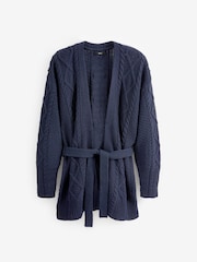 Navy Blue Cable Belt Cardigan - Image 6 of 7
