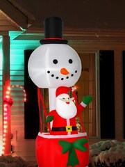 Homcom Red Outdoor 8ft Inflatable Santa Snowman Hot Air Balloon Decoration - Image 1 of 4