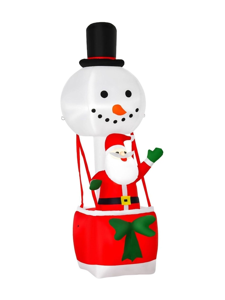 Homcom Red Outdoor 8ft Inflatable Santa Snowman Hot Air Balloon Decoration - Image 2 of 4