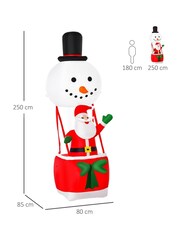 Homcom Red Outdoor 8ft Inflatable Santa Snowman Hot Air Balloon Decoration - Image 4 of 4