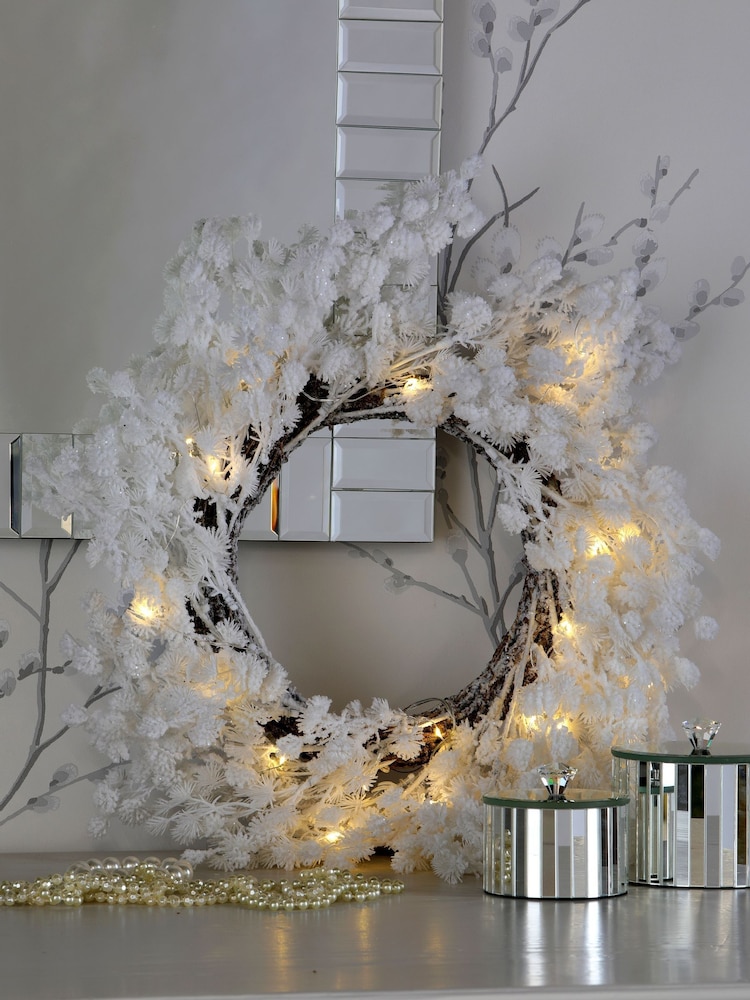 Laura Ashley White Winter LED Wreath - Image 1 of 2