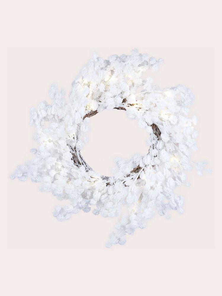 Laura Ashley White Winter LED Wreath - Image 2 of 2