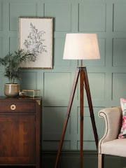 Laura Ashley Brown Burdale Tripod Wood Floor Lamp Base - Image 1 of 5