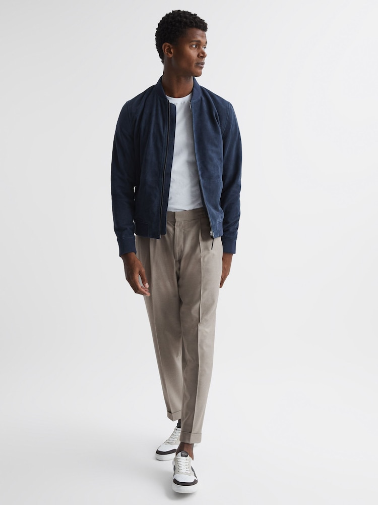 Reiss Oatmeal Melange Brighton Relaxed Drawstring Trousers with Turn-Ups - Image 7 of 7