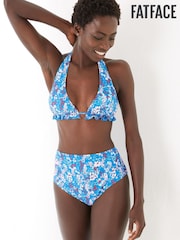 FatFace Blue Floral High Waist Bikini Bottoms - Image 1 of 3