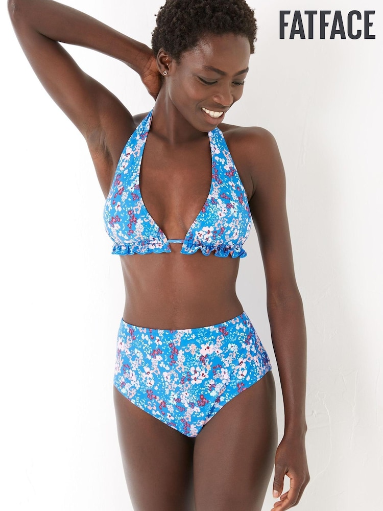 FatFace Blue Floral High Waist Bikini Bottoms - Image 1 of 3 FatFace Blue Floral High Waist Bikini Bottoms - Image 1 of 3