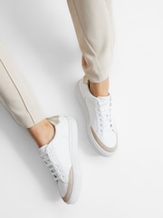 Reiss Gold Ashley Leather Suede Low Top Trainers - Image 3 of 6