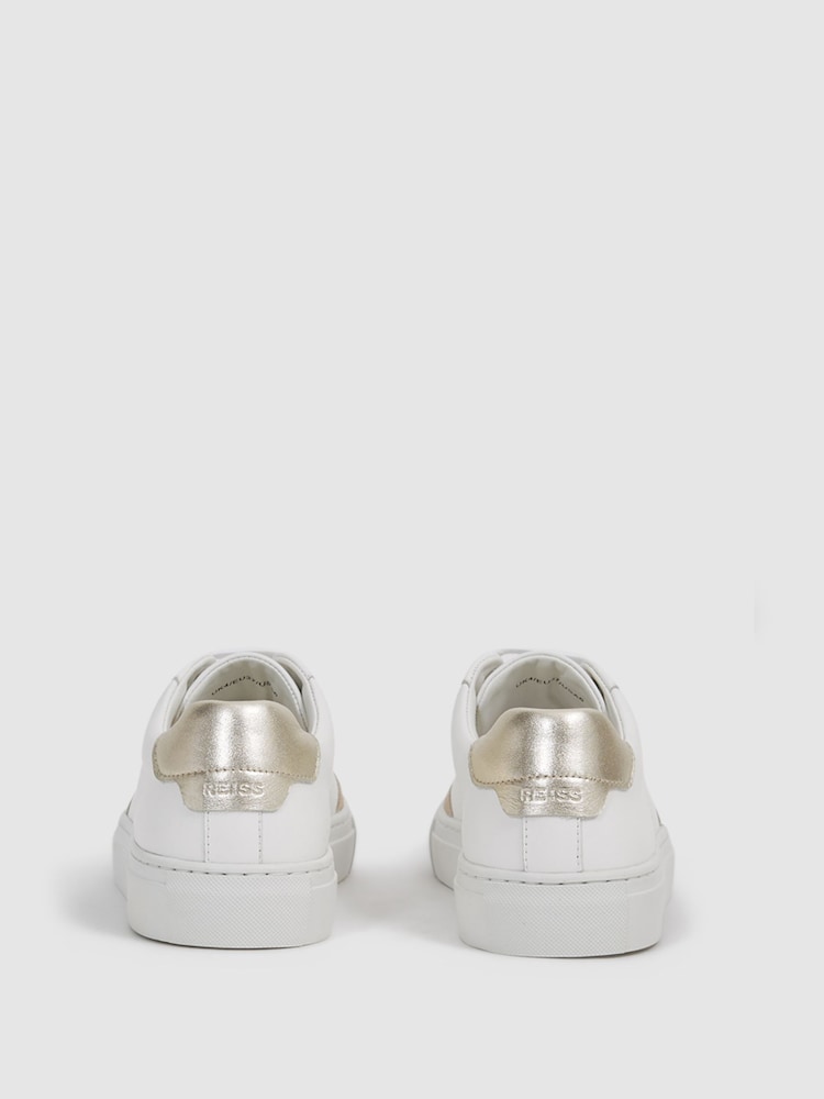 Reiss Gold Ashley Leather Suede Low Top Trainers - Image 6 of 6
