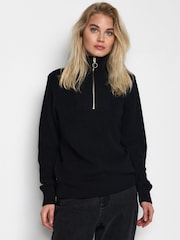Kaffe Black Lioa Half Zip Knitted Pullover - Image 1 of 6