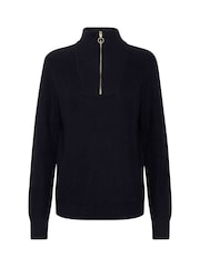 Kaffe Black Lioa Half Zip Knitted Pullover - Image 5 of 6