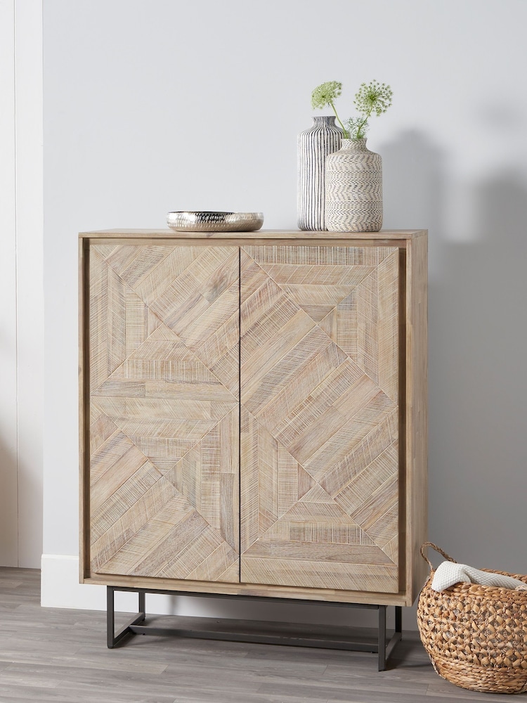 Pacific Brown Marca Acacia Wood 2 Door Drinks Cabinet - Image 1 of 4