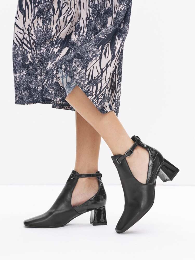 Black Forever Comfort® Cut Out Block Boots - Image 1 of 6