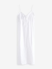 White Rochelle 100% Linen Ruffle Midi Summer Dress - Image 1 of 4