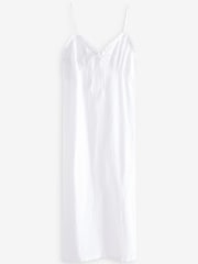White Rochelle 100% Linen Ruffle Midi Summer Dress - Image 4 of 4