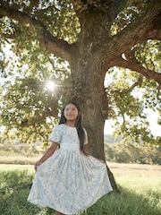 Laura Ashley Cream Viscose/Linen Mix Midi Party Dress - Image 1 of 8