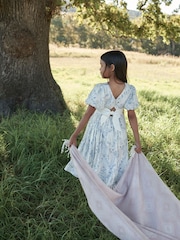 Laura Ashley Cream Viscose/Linen Mix Midi Party Dress - Image 2 of 8