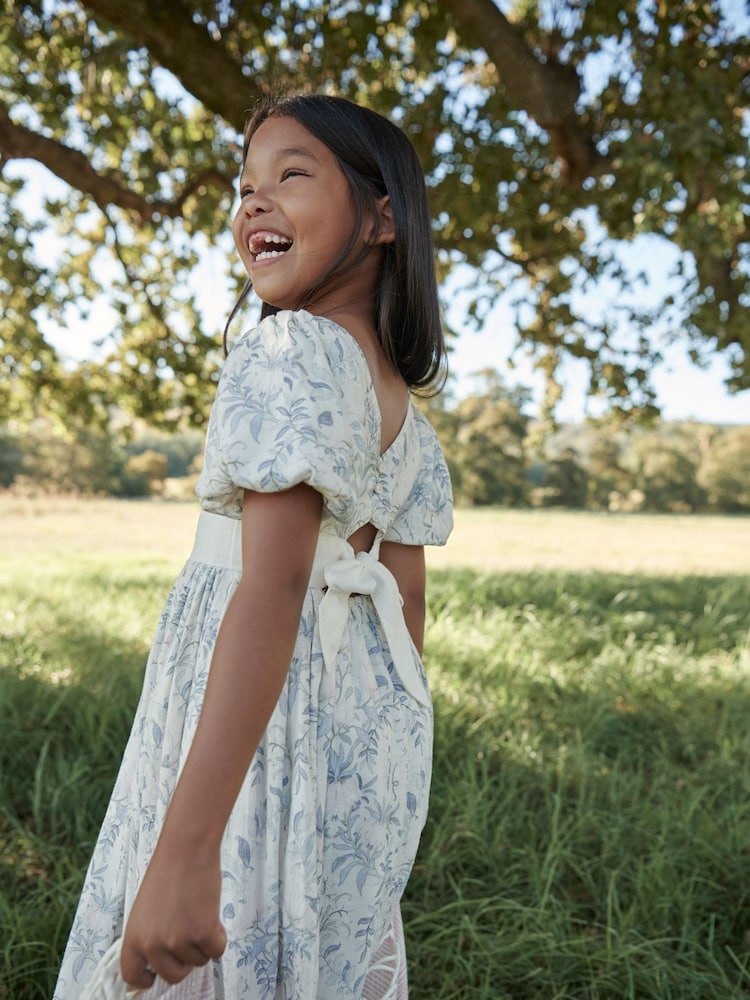 Buy Laura Ashley Cream Viscose/Linen Mix Midi Party Dress from