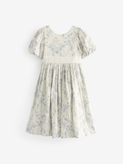 Laura Ashley Cream Viscose/Linen Mix Midi Party Dress - Image 6 of 8