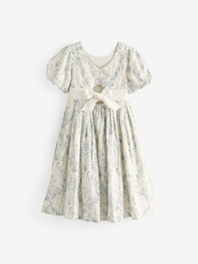 Laura Ashley Cream Viscose/Linen Mix Midi Party Dress - Image 7 of 8