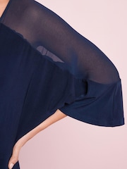 Navy Blue Woven Mix Short Sleeve Jumpsuit - Image 4 of 5