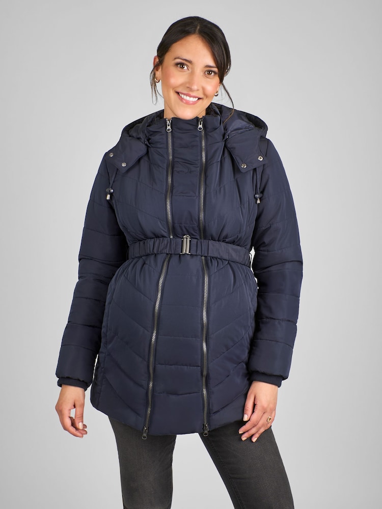 JoJo Maman Bébé Navy Blue 2-in-1 Maternity Puffer Jacket - Image 2 of 6