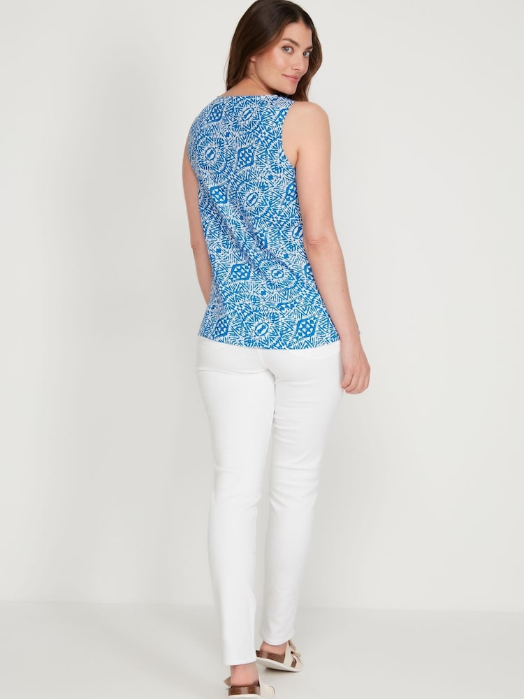 M&Co Blue Aztec Print Shell Top - Image 2 of 5