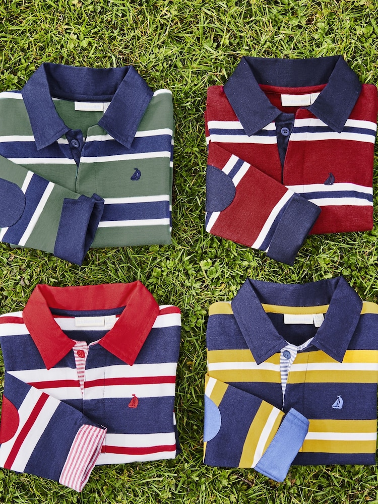 JoJo Maman Bébé Green Stripe Rugby Top - Image 2 of 5