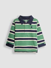 JoJo Maman Bébé Green Stripe Rugby Top - Image 3 of 5