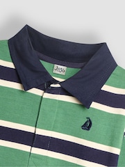 JoJo Maman Bébé Green Stripe Rugby Top - Image 5 of 5