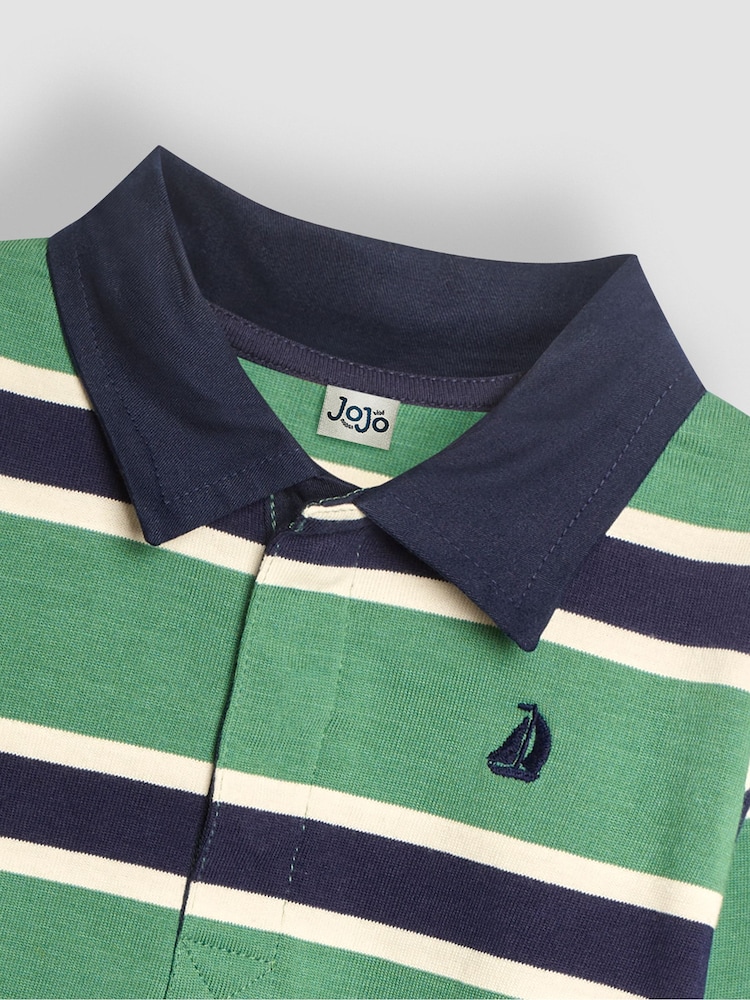 JoJo Maman Bébé Green Stripe Rugby Top - Image 5 of 5