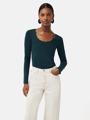 Jigsaw Green Double Front Ballet Neck T-Shirt - Image 1 of 5