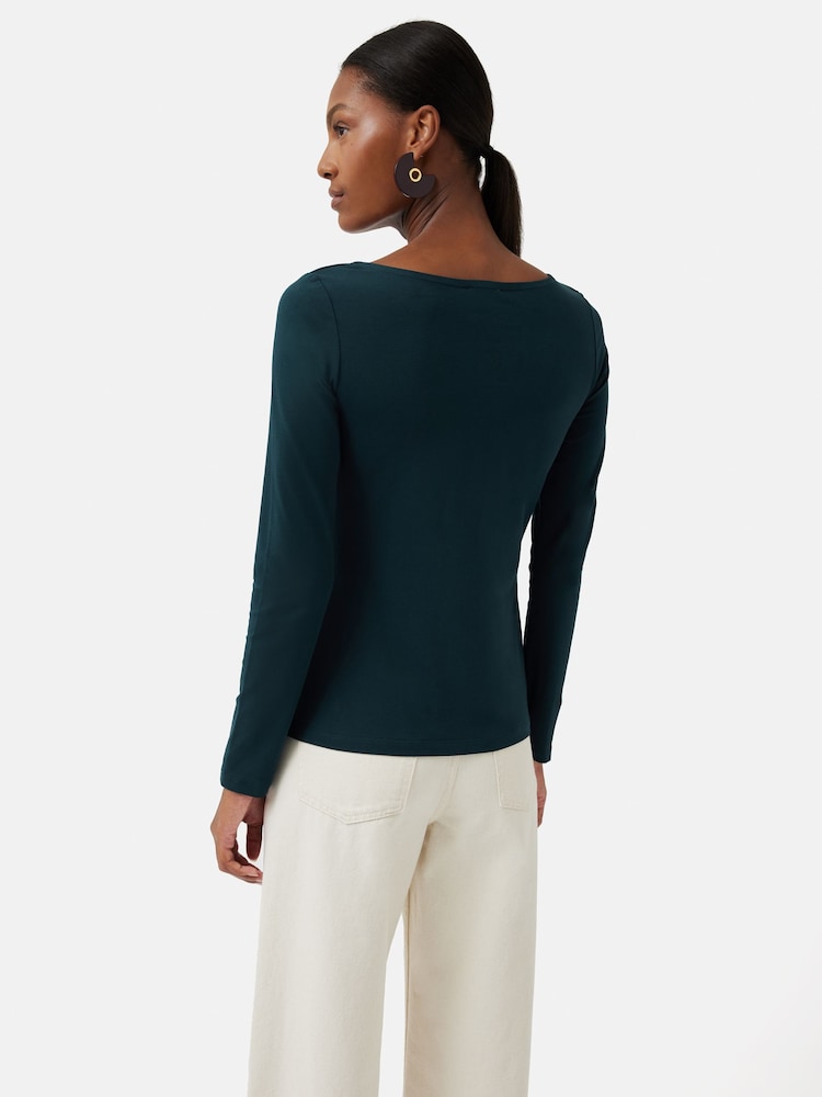 Jigsaw Green Double Front Ballet Neck T-Shirt - Image 2 of 5