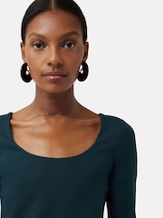 Jigsaw Green Double Front Ballet Neck T-Shirt - Image 4 of 5