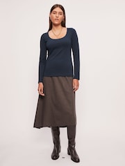 Jigsaw Green Double Front Ballet Neck T-Shirt - Image 5 of 5