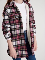 Kylie Teen Cream Check Teddy Borg Lined Shacket - Image 4 of 5