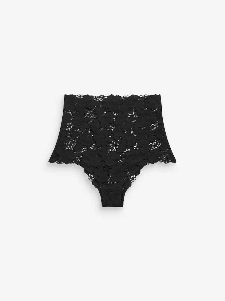 Black High Rise Floral Lace Knickers - Image 5 of 5