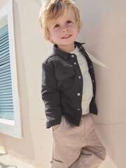 Charcoal Grey/Stone Natural Jersey Shirt And Joggers 3 Piece Set (3mths-7yrs) - Image 2 of 8