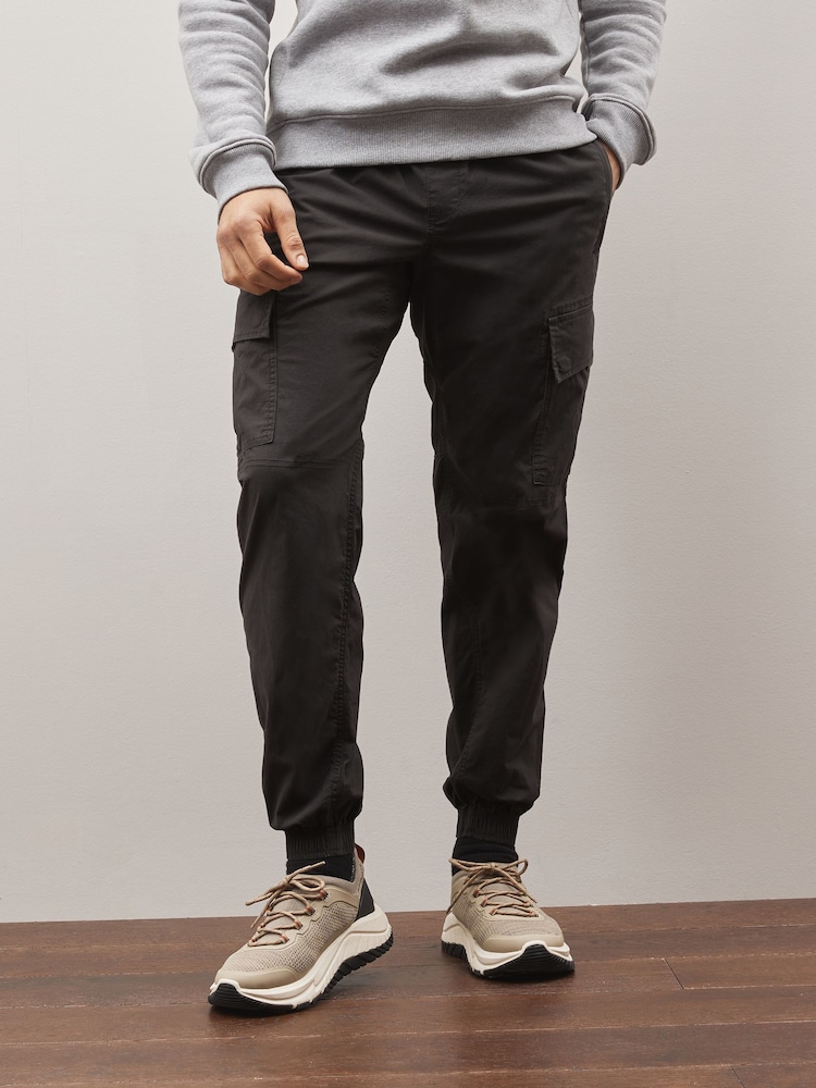 Charcoal Grey Regular Tapered Fit Stretch Utility Cargo Trousers - Image 1 of 8