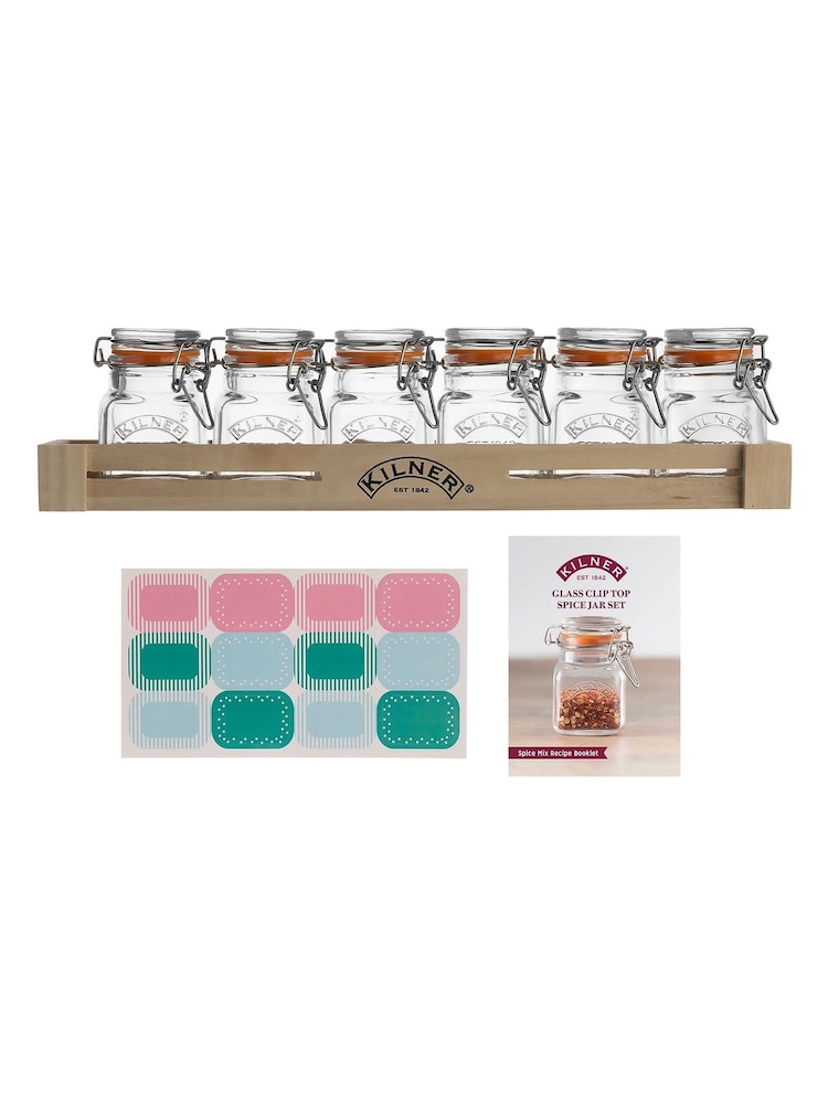 Kilner Clear Glass Clip Top Spice Jar Set - Image 3 of 3