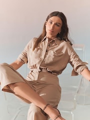 Neutral Brown Long Sleeves Utility Boiler Suit - Image 1 of 5