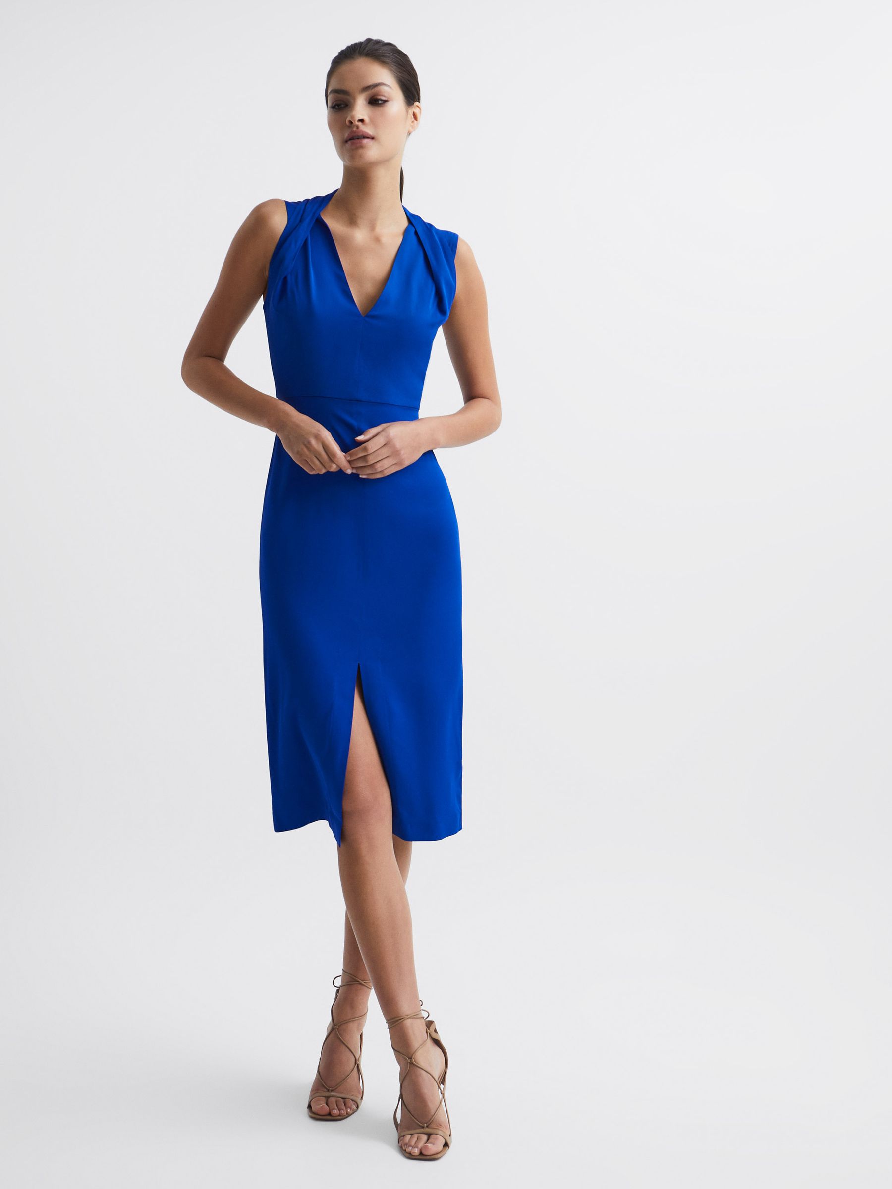 Buy Reiss Blue Andi Shoulder Detail Bodycon Dress from Next Luxembourg