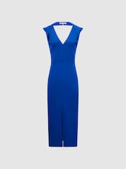 Reiss Blue Andi Shoulder Detail Bodycon Dress - Image 2 of 5